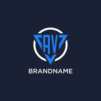 AV monogram logo with triangle shape and circle design elements vector