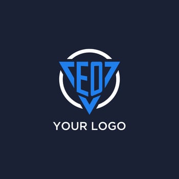 EO monogram logo with triangle shape and circle design elements vector