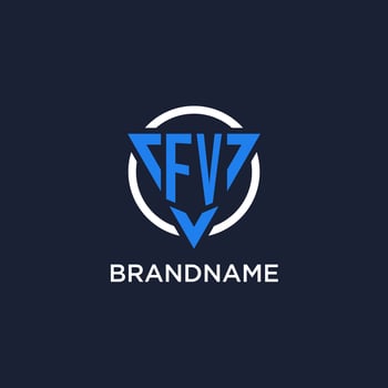 FV monogram logo with triangle shape and circle design elements vector