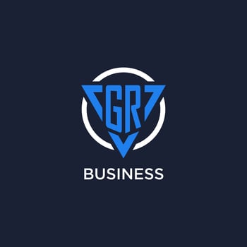 GR monogram logo with triangle shape and circle design elements vector