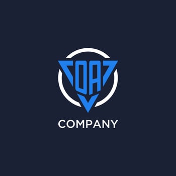 OA monogram logo with triangle shape and circle design elements vector