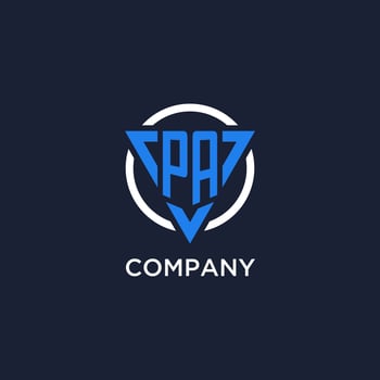 PA monogram logo with triangle shape and circle design elements vector