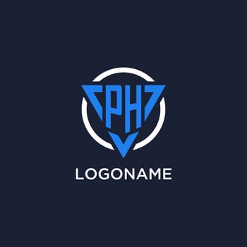 PH monogram logo with triangle shape and circle design elements vector