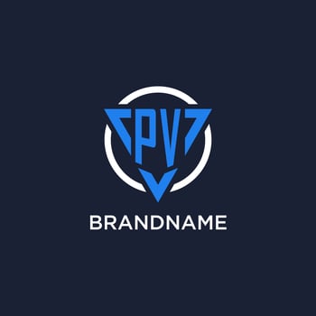 PV monogram logo with triangle shape and circle design elements vector