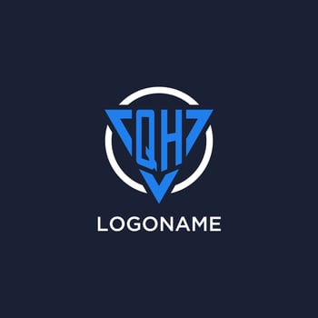 QH monogram logo with triangle shape and circle design elements vector