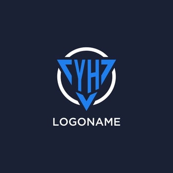 YH monogram logo with triangle shape and circle design elements vector