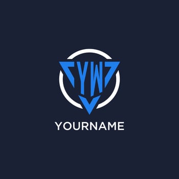 YW monogram logo with triangle shape and circle design elements vector