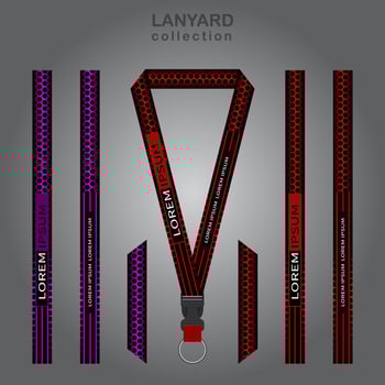Black purple and black red technology lanyard templates set. which is combined with a hexagon background vector