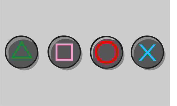 Joystick icon sign Game logo neon. Vector illustration, Gaming creative concept flat design. remote joystick with big buttons shapes or shape for geek gamers
