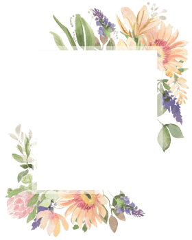 Frame of watercolor leaves and flowers of lily and protea png