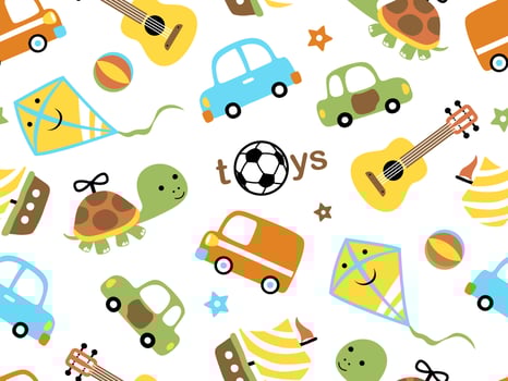 vector seamless pattern, group of children toys