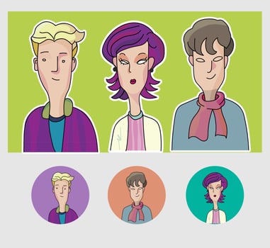 hand drawn doodle people pastel color minimalist style vector