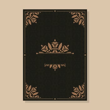 Luxury ornament greeting card vector template. Retro wedding invitation, advertising or other design and place for text. Flourishes ornamental frame and pattern background.