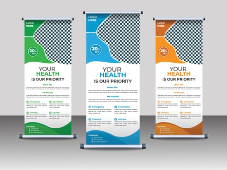 Professional Medical Roll Up Banner Design Template vector