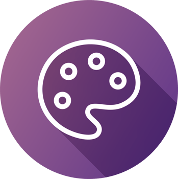 Palette icon in flat design style. Art signs illustration. png