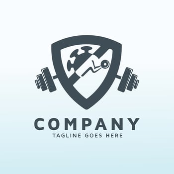 Covid protection fitness logo vector design template