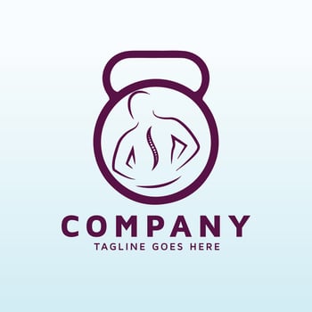 Chiropractic logo design with fitness gym icon vector