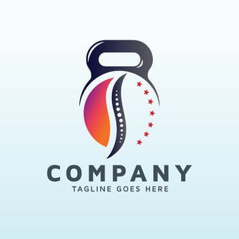 Chiropractic logo design with fitness gym icon vector