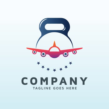 travelers logo design with fitness gym icon vector