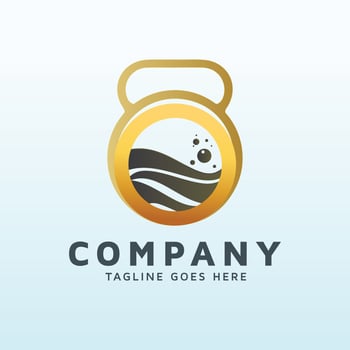 washes logo design with fitness gym icon vector