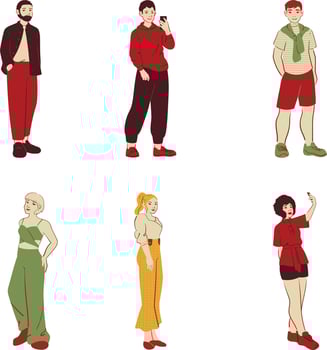 Set of people in casual clothes. Vector illustration in flat style.