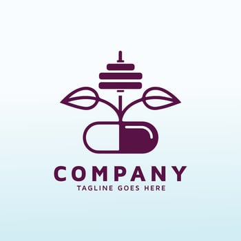 Hometown Pharmacy logo design with fitness icon. vector