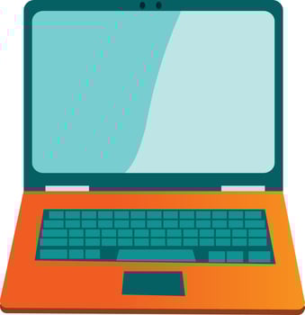Cute laptop for sticker isolated cartoon object illustration vector