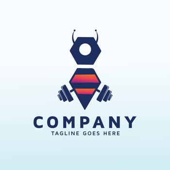 cool bumble bee logo design with fitness icon vector
