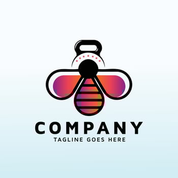 cool bumble bee logo design with fitness icon vector