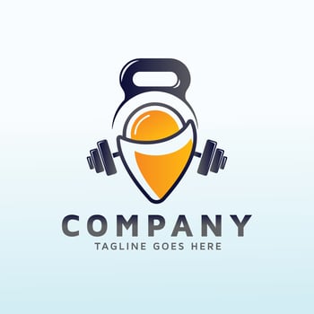 Egg Breakfast logo design with fitness icon vector