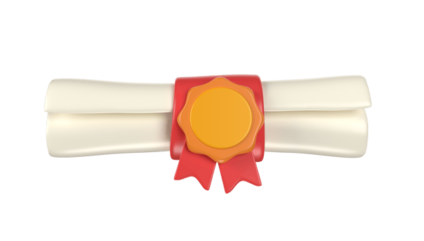 Diploma scroll Graduate college icon 3d cute university certificate, bussines license, graduation document. Cartoon illustration isolated transparent png background