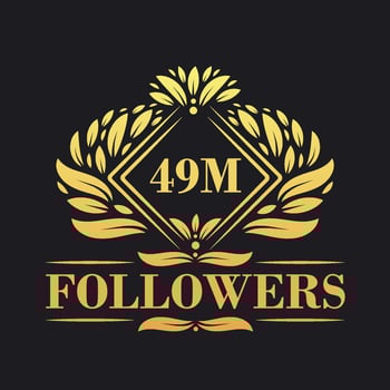 49M Followers celebration design. Luxurious 49M Followers logo for social media followers vector