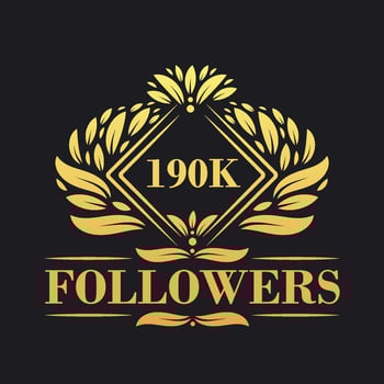 190K Followers celebration design. Luxurious 190K Followers logo for social media followers vector