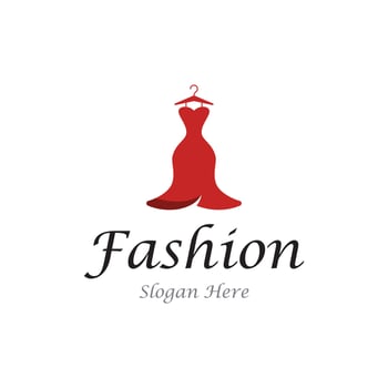 Women fashion logo template with clothes hanger, luxury clothes.Logo for business,boutique,fashion shop,model,shopping and beauty. vector