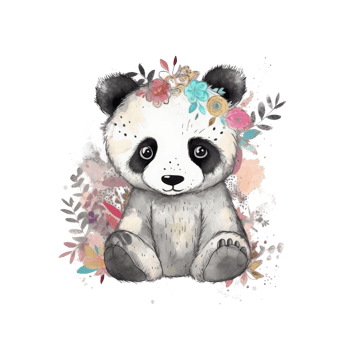 Cute watercolor panda isolated. png