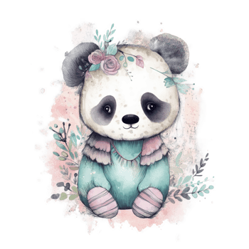 Cute watercolor panda isolated. png