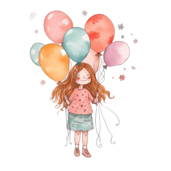 Girl with balloons png