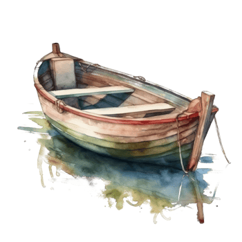 Watercolor boat cutout png