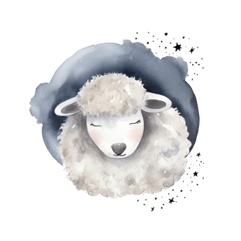 Cute watercolor night sheep. png