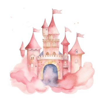 Pink Watercolor Castle Isolated. png