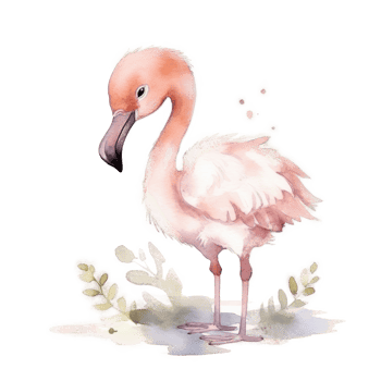 Pink watercolor flamingo png