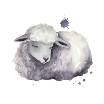 Cute watercolor night sheep. png