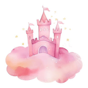 Pink Watercolor Castle Isolated. png