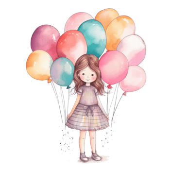 Girl with balloons png