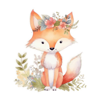 Cute watercolor fox. png