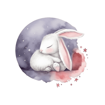 Cute watercolor night bunny. png