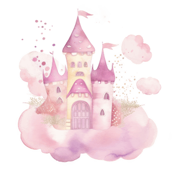 Pink Watercolor Castle Isolated. png