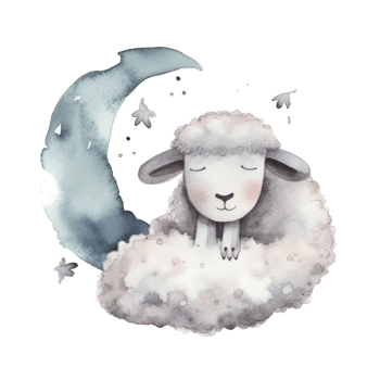 Cute watercolor night sheep. png