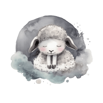 Cute watercolor night sheep. png