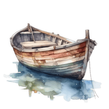 Watercolor boat cutout png
